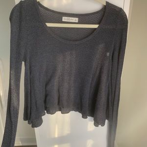 Abercrombie Grey/ Navy Cropped knit sweater